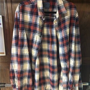 Lucky Brand Men's Checkered Shirt - Blue, Orange and Cream